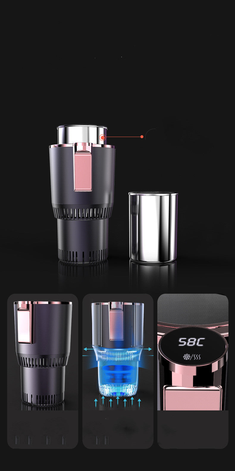 Intelligent Car Cup Warmer & Cooler 2-in-1 with Smart Digital Display